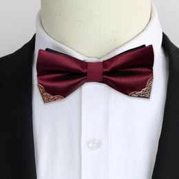 Bow Ties Men's Solid Black Red Formal Dress Wedding Bowties For Men Women Leisure Metal Bling Butterfly Bowknot Banquet Cravat