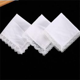 25cm White Lace Thin Handkerchief Cotton Towel Woman Wedding Gift Party Decoration Cloth Napkin DIY Plain Blank GWA60624040258