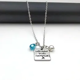 Pendant Necklaces Salt Water Heals Everything Necklace Beach Sea Jewelry Wave NecklaceOcean Lover Gift