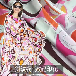 Fabric Skirt pants fabric spring and summer new abstract pattern digital printing fashion fabric polyester stretch satin and twill d240503