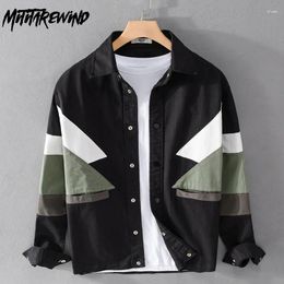 Men's Jackets Spring Fashion Mens Jacket High Street Loose Cargo Spliced Contrast Colour Design Youth Streetwear Causal Handsome