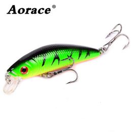 Aorace Minnow Fishing Lure 70mm 8g 3D Eyes Crankbait wobbler Artificial Plastic Hard Bait Tackle 240430