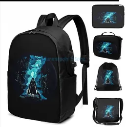 Backpack Funny Graphic Print The Hunt Is On USB Charge Men School Bags Women Bag Travel Laptop