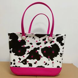 Bogg bag silicone waterproof beach bag large tote shopping basket bags eco jelly candy storage bag 2 size leopard print mix Colour mommy bag ho04 e H4