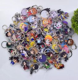 Keychains 100pcsLot Hundreds Of Styles Acrylic Keychain Anime Keyring High Quality Chibi Pendant Key Chain Accessories1141093