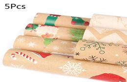 5pc Christmas Gift Wrapping Paper Cartoon Pattern Packing Paper Party Supplies8362141