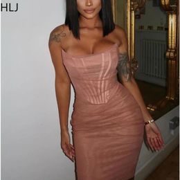 Casual Dresses HLJ Sexy Mesh Perspective Corset Tube Women Off Shoulder Sleeveless Bodycon Mini Vestidos Fashion Solid Color Clothing