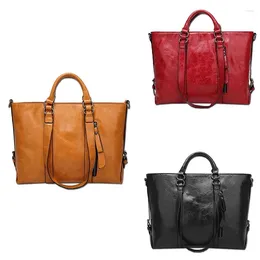 Shoulder Bags -Women Oiled Leather Tote Handbag Purse Lady Messenger Bag Satchel