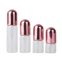 Storage Bottles Set Essential Oil Roller Refillable With Pink Lids Portable