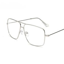 Vintage Gold Metal Frame Eyeglasses Mens Sun Glasses Retro Square Optical Lens Eyewear Nerd Clear 240423