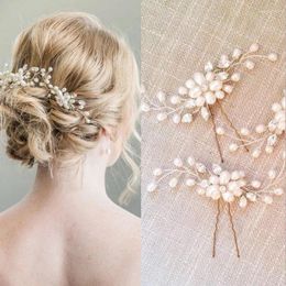 Hair Clips 1pcs Pearl Rhinestone Flower Hairpin For Women Bridal Accessories U-shaped Pin Clip Styling Tool Wedding Jewellery