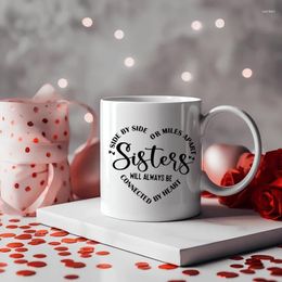 Mugs 11oz Coffee Mug Porcelain Cups " Sisters Print" Water Birthday Gifts Holiday