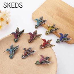 Brooches SKEDS Fashion Women Girls Vintage Full Rhinestone Bird Pins Luxury Retro Crystal Animal Accessories Party Jewellery Gift