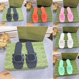 Summer Interlocking G Slides Sandals Square Toe Slip on Top Quality Slipper Rubber Mules Casual Shoe Women's Luxury Designers Factory Footwear with Box