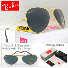 Designer Sunglasses Ray 3025 Mens Polarised Sunglasses, Bans Sunglasses for Men and Women, Womens Sunglasses Classic G15 Lenses UV400 Glass Lenses with Box
