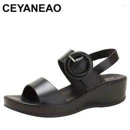 Dress Shoes Summer Sandals Women's Fashion Versatile Comfortable Casual Wedge Thick Sole 5CM Mid Heel