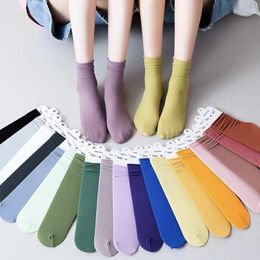 Women Socks 5 Pairs Of Women's Stacked Summer Velvet Japanese Candy Coloured Thin Medium Length