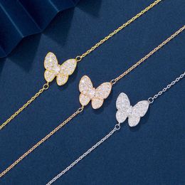 Оригинал от дизайнера van v Gold Precision Horse Hed Butterfly Bracelet, способный, полный бриллиантовой сказочной сладости, маленькая легкая роскошь и ювелирные украшения высокого смысла