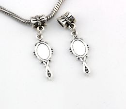 100pcslots Antique silver devil mirror Alloy Dangle Charm Beads Fit Charm Bracelet necklace DIY Accessories 10x37mm A588a9851897