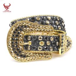 Sparkle wtern cowboy leather diamond men studded crocodile PU golden rhintone digner beltsimon7762015