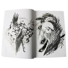 68 Pages A4 Tattoo Book Manuscript Design Animal Dragon Eagle Tiger Squid Diamond Bag Arm Spray Auspicious Traditional Pattern 240423