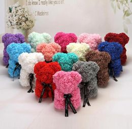 25cm PE Plastic Artificial Flowers Rose Teddy Bear Hand Made 18 Colors Foam Valentines Day Gift Birthday Party Decoration8179818