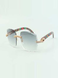 2022 Bouquet Diamond Sunglasses 3524014 with Natural peacock wooden glasses and cut Lens 30 Thickness1950765