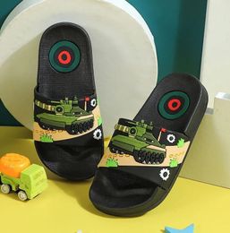 Summer Cartoon Tank Childrens Slippers For Boys Girls Pvc Home Flip Flops Nonslip Big Kids Beach Sandals 314 Years 240426
