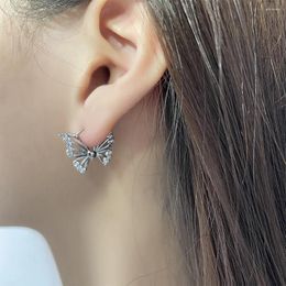 Backs Earrings 1pc Crystal Exquisite Butterfly Ear Buckle For Women Simple Aesthetic Hollow Korean Fashion Silver Colour Jewellery EF162