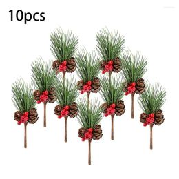 Decorative Flowers Q6PE 10 Pieces Red Stems Pinecone Artificial Snow Bush For Farmhouse Durable