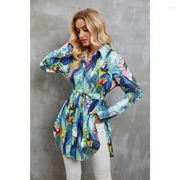 Women's Blouses Arrivals Sense Design 2024 Spring Summer Clothing Single-Breasted Cardigan Printing Lapel Long Sleeve Shi