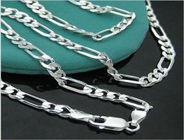 Whole925N144 Sterling Silver 4mm Figaro Chain Necklace for Mens Jewelry Factory 4893509