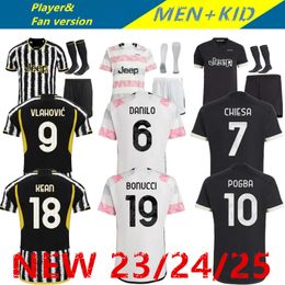 Juventus 23 24 25 POGBA soccer jerseys DI MARIA Fans Player version mens kids kits YILDIZ CHIESA maglia Home away 3rd VLAHOVIC MILIK BONUCCI KEAN JUVE football shirts