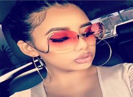 Sunglasses Clear Lens Rimless Gradient Shades Big Frame Women Fashion Designer Chic Eyewear UV4004503191