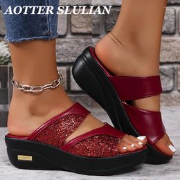 Dress Shoes Summer Sandals Gold Open Toe For Women High Heels Casual Slippers Platform Wedges Heeled Pumps Ladies