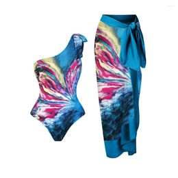 Women's Swimwear Butterfly Print Swimsuit One Piece Colorful Tie Dyed Colorblock Bikinis 2024 Retro Bathing Suit Summer Beachwear Slim