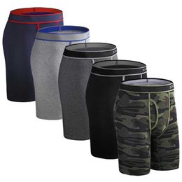 Underpants 5-piece set of long leg boxing shorts mens underwear cotton Q240430