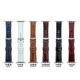 Crocodile Pattern Leather Strap Watch Band For Apple Watch Series 8 7 6 5 4 SE 9 Ultra2 49mm Wristbands With Connector Iwatch 45mm 41mm 38mm 42mm 40mm 44mm Bracelet