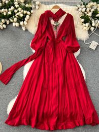Casual Dresses Fashion Long Vintage Dress Women Elegant Party Female Holiday Rose Embroidery Summer Lady Vestidos