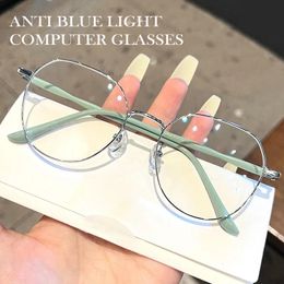 Metal Round Decor Glasse Anti Blue Light Computer Glasses Lentes Black Spectacle Frame 0 Diopter 2024 240425