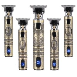 Digital Display Stainless Steel Cutter Head Professional T9 Hair Trimmer Metal Body Electric Shaver for Men Waterproof Wallpaper 240418