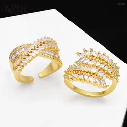 Cluster Rings MVR-018 2024 Wheat Shape Design Zircon Ring Elegant Women Party Trendy Jewellery Pretty Sale Adjustable Accessory