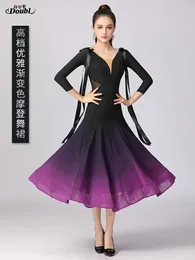 Stage Wear Gradient Modern Dance Skirt High-end Competition Ballroom Dress Saggy Waltz Large Swing