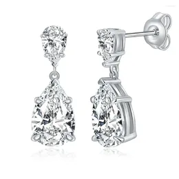 Dangle Earrings 7 11MM Real Moissanite 925 Sterling Silver VVS1 3EX Drop Lab Diamonds Pear Cut Bridal Jewellery Anniversary Gift