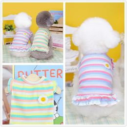 Pet clothes Spring Summer Dog cooling vest Skirt Clothes clothing Colour striped flower vest Pet accessories 240422