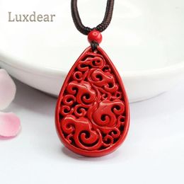 Pendant Necklaces Cinnabar Red Water Drop Necklace Ethnic Style Jewellery