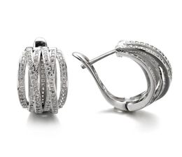 Brand Office Lady Jewellery Circle Dangle earrings Diamond White Gold Filled wedding Drop Earrings for women2496790