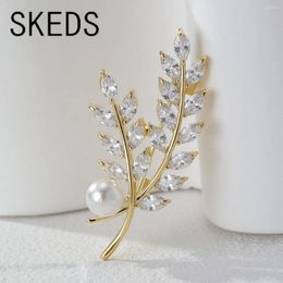 Brooches SKEDS Creative Elegant Women Lady Wheat 3 Colours Rhinestone Pearl Badges Pins Fashoin Casual Party Banquet Jewellery Corsage Gift