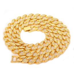 15mm Miami Cuban Necklace Choker Gold Silver Colour Full Rhinestone Crystal Bling Bling Hip Hop Chain Fashion Punk Jewellery gift1713369