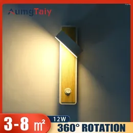 Wall Lamp Modern LED Reading Lights With Switch 350° Rotation Lamps Indoor Lighting For Room Decor Home Bedroom Bedside Bathroom